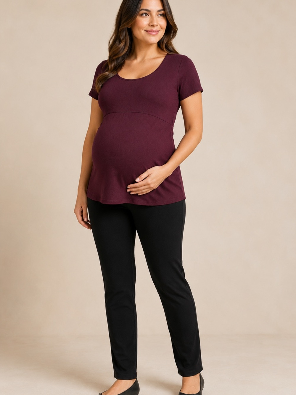 Motherhood Plum Scoop Neck Short Sleeve Tunic